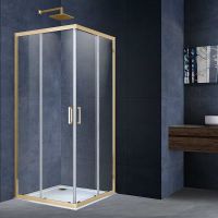 Душевой уголок Vincea Alpha 90x90 профиль Брашированное золото стекло прозрачное арт-VSS-3AL900CLG — фото 1, Квадратные душевые уголки