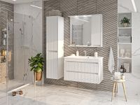 Зеркало со шкафом Brevita Balaton 90 R с подсветкой Белое матовое арт-BAL-04090-01-П — фото 5, Зеркальные шкафы в ванную