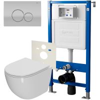 Комплект унитаза с инсталляцией Point Афина с сиденьем Микролифт и клавишей смыва Сатин Хром арт-PN48053SC — фото 1, Комплекты унитаз + инсталляция