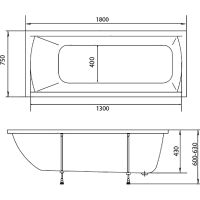 Акриловая ванна STWORKI Эстерсунд 180x75 без гидромассажа арт-565411 — фото 4, Акриловые ванны