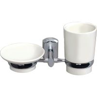 Стакан для зубных щеток с мыльницей WasserKRAFT Хром арт-K-28126 — фото 1, Стаканы для зубных щеток