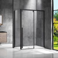 Душевой уголок Vincea Lugano 130х90 профиль Черный стекло прозрачное арт-VSR-1L9013CLB-1 — фото 1, Прямоугольные душевые уголки