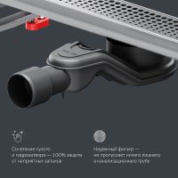 Душевой лоток AM.PM MasterFlow 50 с решеткой Хром матовый Cut Gradient арт-W01SC-P11-050-01SB — фото 14, Душевые лотки