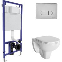 Комплект унитаза с инсталляцией Berges Novum с сиденьем Микролифт и клавишей смыва Хром глянец арт-042417 — фото 1, Комплекты унитаз + инсталляция