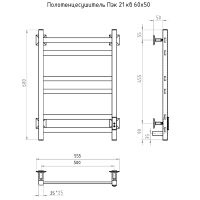 Электрический полотенцесушитель Тругор ПЭК 21кв СП 60x50 Черный арт-Пэксп21кв/6050черныйВГП — фото 3, Электрические полотенцесушители