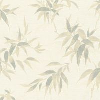 Обои RASCH Kimono Винил на флизелине (0,53*10,05) Белый/Бежевый, Листья арт-409741 — фото 1, Обои для стен