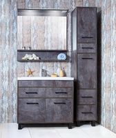 Шкаф пенал Бриклаер Чили 35 с бельевой корзиной Цемент арт-4627125415197 — фото 4, Пеналы для ванной комнаты