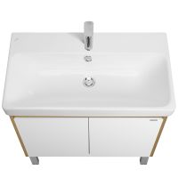 Тумба под раковину Aquaton Сканди Doors 80 Белый глянец Дуб рустикальный арт-1A282901SDZ90 — фото 2, Тумбы под раковину