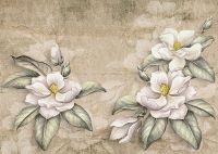 Фреска Ortograf Цветы 6703 Фактура бархат FX Флизелин (3,8*2,7) Коричневый/Зеленый/Белый, Цветы арт-6703 (бархат FX) — фото 2, Фрески