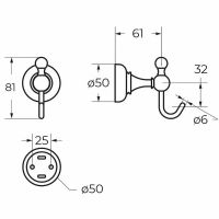 Крючок Cezares Aphrodite Бронза арт-APHRODITE-HK1-02-M — фото 2, Крючки для полотенец