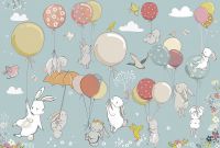 Фреска детская Ortograf Для самых маленьких 32928 Фактура флок FLK Флизелин (4*2,7) Голубой/Разноцветный, Животные/Воздушные шары арт-32928 (флок FLK) — фото 2, Фрески