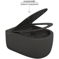 Унитаз Berges Ego XL подвесной Антрацит матовый с сиденьем Микролифт арт-083218 — фото 3, Подвесные унитазы