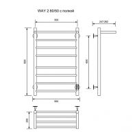 Электрический полотенцесушитель Ника Way-2 80/50 U с полкой Хром арт-WAY-2 80/50 с/п U — фото 5, Электрические полотенцесушители
