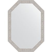 Зеркало Evoform Octagon 48x68 в багетной раме - Волна алюминий 46 мм арт-BY 7009 — фото 1, Зеркала в ванную комнату