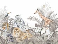 Фреска детская Ortograf Little Friends 34360 Фактура флок FLK Флизелин (4*3) Коричневый/Разноцветный, Животные/Листья арт-34360 (флок FLK) — фото 2, Фрески