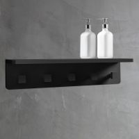 Вешалка для полотенец Abber Stein с полкой Черная матовая арт-AS1651MB — фото 1, Крючки для полотенец