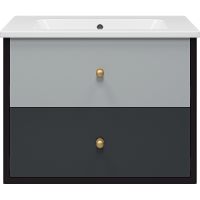 Тумба с раковиной Brevita 50 Shades of Grey Кристиан 80 подвесная Черная матовая Серая матовая арт-УТ000014240 — фото 2, Тумбы с раковиной