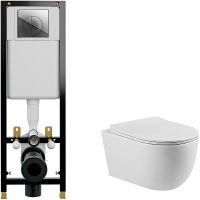 Комплект унитаза Vincea Evo Rimless VT1-34S с инсталляцией Cersanit Black 35 S-IN-BLACK-Cg-w с сиденьем Микролифт и клавишей смыва Хром арт-VT1-34S+S-IN-BLACK-Cg-w — фото 1, Комплекты унитаз + инсталляция