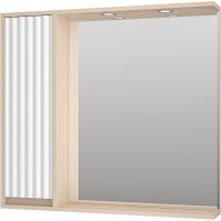 Зеркало со шкафом Brevita Balaton 90 L с подсветкой Белое матовое Бежевое матовое арт-BAL-04090-03-01Л — фото 1, Зеркальные шкафы в ванную