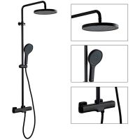 Душевая система Gappo с термостатом Черная матовая арт-G2495-76 — фото 2, Душевые стойки