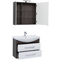 Тумба под раковину Aquanet Остин 85 подвесная Белый глянец Дуб кантербери арт-200908 — фото 5, Тумбы под раковину