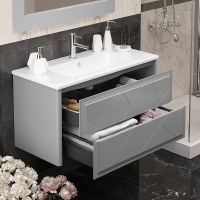 Тумба под раковину Opadiris Луиджи 100 подвесная Серая матовая арт-00-00006178 — фото 5, Тумбы под раковину