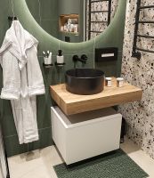 Тумба с раковиной STWORKI Ольборг 80 подвесная Белая матовая Дуб французский арт-486640 — фото 11, Тумбы с раковиной