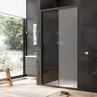 Душевая дверь AM.PM Gem Solo 110 профиль Черный матовый стекло матовое-прозрачное арт-W90G-110-1-195BM — фото 2, Раздвижные душевые двери