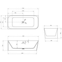 Ванна из искусственного камня Abber Stein 170x75 без гидромассажа арт-AS9621-1.7 L — фото 6, Ванны из искусственного камня