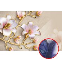 Фреска Ortograf 3D 6653 Фактура бархат серебро FX-S Флизелин (5*3,2) Бежевый/Розовый/Золото, Цветы арт-6653 (бархат серебро FX-S) — фото 1, Фрески