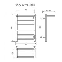 Электрический полотенцесушитель Ника Way-2 60/40 U с полкой Хром арт-WAY-2 60/40 с/п U — фото 5, Электрические полотенцесушители