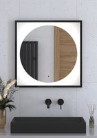 Зеркало Defesto Eclipce 70х70 с подсветкой 15W-4500К/в багетной раме/ИК - выключатель/Нейтральный белый свет/Черная рама арт-DF 2222R — фото 2, Зеркала в ванную комнату
