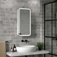 Зеркальный шкаф Reflection Circle 400х800 R с подсветкой Белый матовый арт-RF2104SR — фото 9, Зеркальные шкафы в ванную