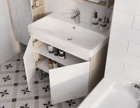 Тумба под раковину Aquaton Сканди Doors 80 Белый глянец Дуб верона арт-1A282901SDB20 — фото 5, Тумбы под раковину