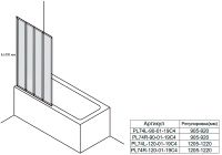Шторка на ванну Veconi Palau 120 L профиль Хром стекло прозрачное арт-PL74L-120-01-19C4 — фото 5, Складные шторки для ванной