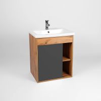 Тумба под раковину VIANT Бостон 70 подвесная Графит матовый Дуб Вотан арт-VBOS70COG-T1STP — фото 2, Тумбы под раковину