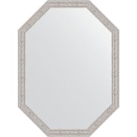 Зеркало Evoform Octagon 58x78 в багетной раме - Волна алюминий 46 мм арт-BY 7011 — фото 1, Зеркала в ванную комнату