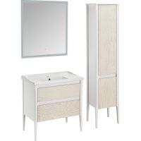 Шкаф пенал ASB-Woodline Лорена 40 Белый Бежевый арт-12210 — фото 4, Пеналы для ванной комнаты