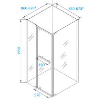 Душевой уголок Ceruttispa Mimi 90x90 9284 профиль Черный матовый стекло прозрачное арт-MIMI ZQ91B — фото 15, Квадратные душевые уголки