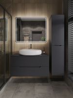 Тумба с раковиной Orange Line 100 подвесная Графит матовый арт-Li-100TugMDF+B08-640W — фото 5, Тумбы с раковиной