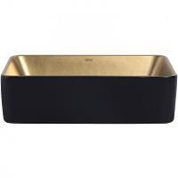 Раковина-чаша Abber Rechteck 49 Золото матовое Черная арт-AC2212BG — фото 3, Раковины накладные