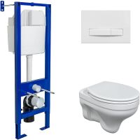 Комплект унитаза с инсталляцией Berges Atom с сиденьем Микролифт и Белой клавишей смыва арт-042435 — фото 1, Комплекты унитаз + инсталляция