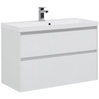 Тумба под раковину Aquanet Гласс 100 подвесная Белая арт-235664 — фото 1, Тумбы под раковину