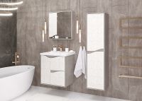 Шкаф пенал Onika Брендон 35.10 У подвесной Камень светлый Бетон крем арт-403565 — фото 4, Пеналы для ванной комнаты