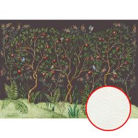 Фреска Ortograf Chinoiserie 33956 Фактура флок FLK Флизелин (4,2*3) Черный/Зеленый, Деревья/Птицы арт-33956 (флок FLK) — фото 1, Фрески