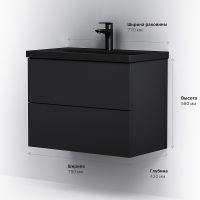 Тумба под раковину AM.PM Gem 75 подвесная Черная матовая арт-M90FHX07522BM — фото 9, Тумбы под раковину