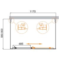 Душевой уголок Cezares Molveno 120x90 профиль Хром стекло рифленое арт-MOLVENO-AH-12-120/90-P-Cr — фото 3, Прямоугольные душевые уголки