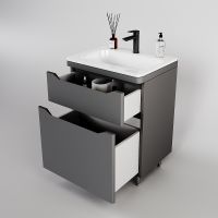 Тумба под раковину Style Line Марелла 60 Люкс Plus Серый матовый антискрейтч арт-СС-00002397 — фото 3, Тумбы под раковину