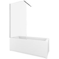 Шторка на ванну Allen Brau Infinity 3 80 профиль Серебро браш стекло прозрачное арт-3.21061.BA — фото 1, Неподвижные шторки для ванной