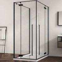 Душевой уголок Abber Eins 90х90 профиль Черный стекло прозрачное арт-AG06099B — фото 1, Квадратные душевые уголки